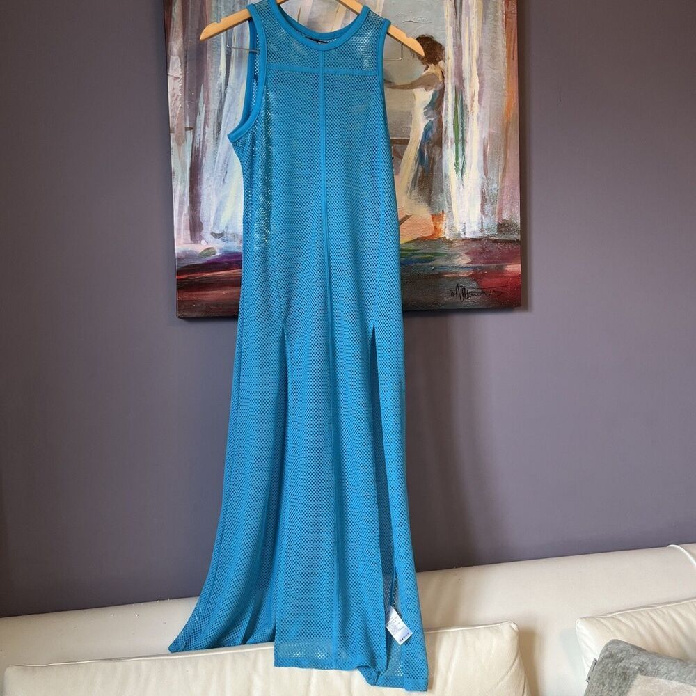 BLANC NOIR Size XS-S Mesh Atomic Blue Dress Beach Maxi Long NWT
